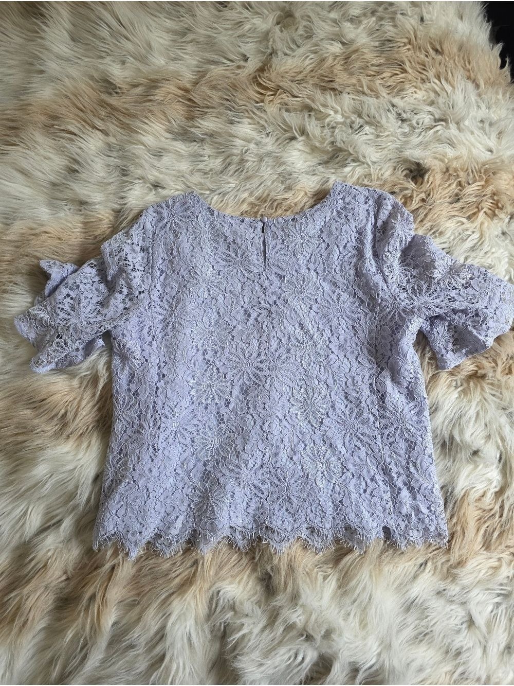 Nanette Lepore Lavender Lace Puff Sleeve Blouse - Picture 4 of 4